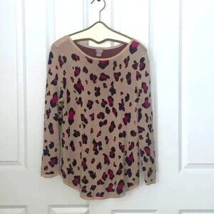 Chico’s Leopard Print Super Soft Textured Bateau Neck Sweater Size 2